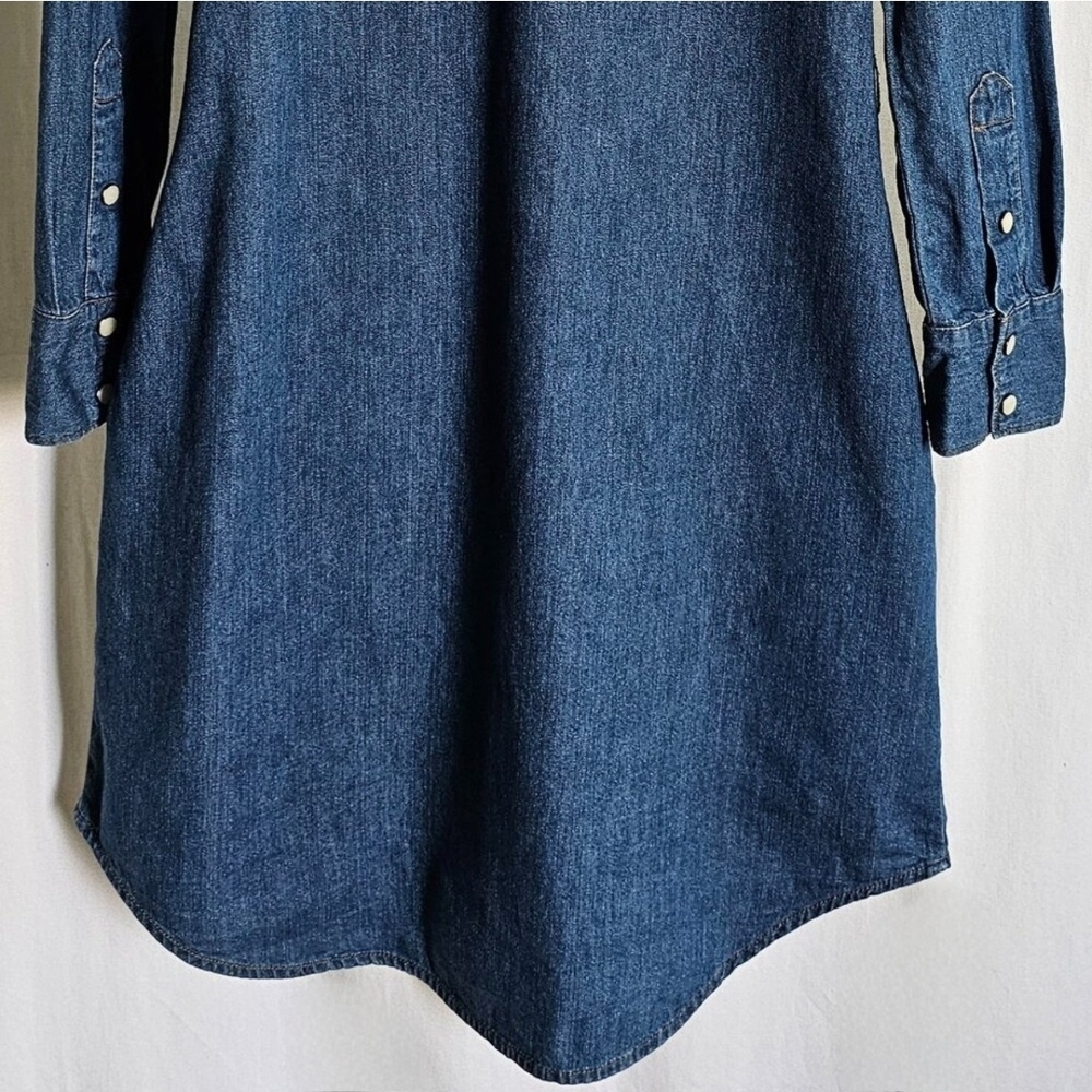 GAP 1969 Long Sleeve Medium Blue Denim Western Button Shirt Dress - Picture 9 of 16